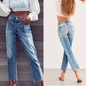 BDG Urban Outfitters Jeans Women Size 25 Jessye Two Tone Button Fly Raw Hem Boho